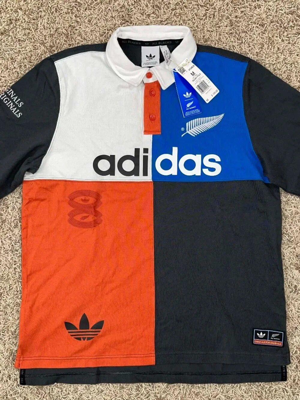 Adidas Originals & All Blacks Men’s Heritage Rugby Polo Shirt, Size Medium (New)